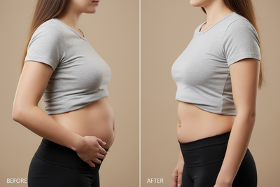Bloated before and after woman